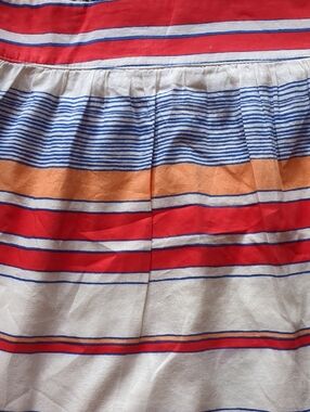 RW&CO. A-Line Skirt with White Red, Blue and Orange Stripes.